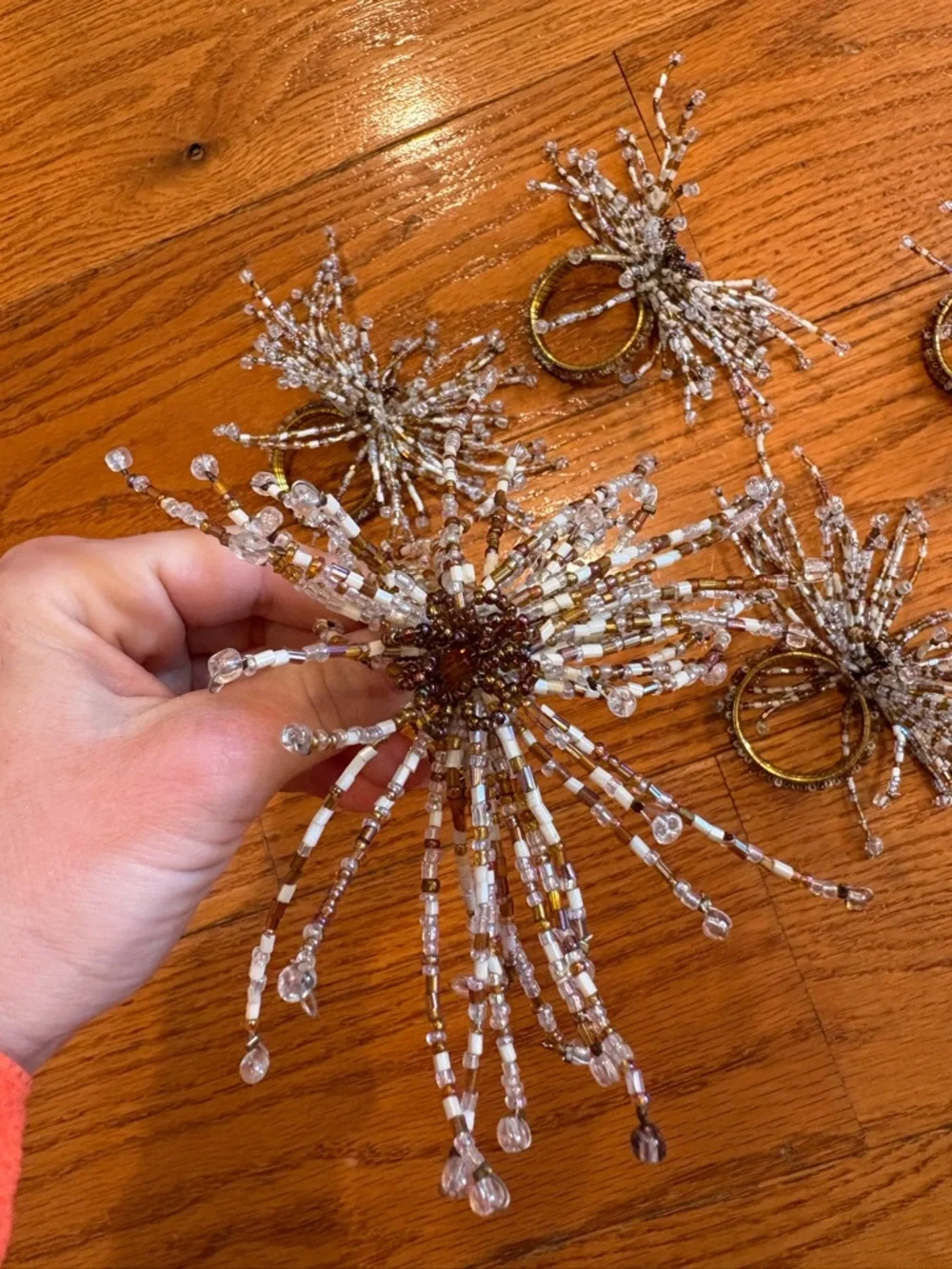 Vintage Beaded Starburst Napkin Rings Set of 5 Spider Burst Pier 1